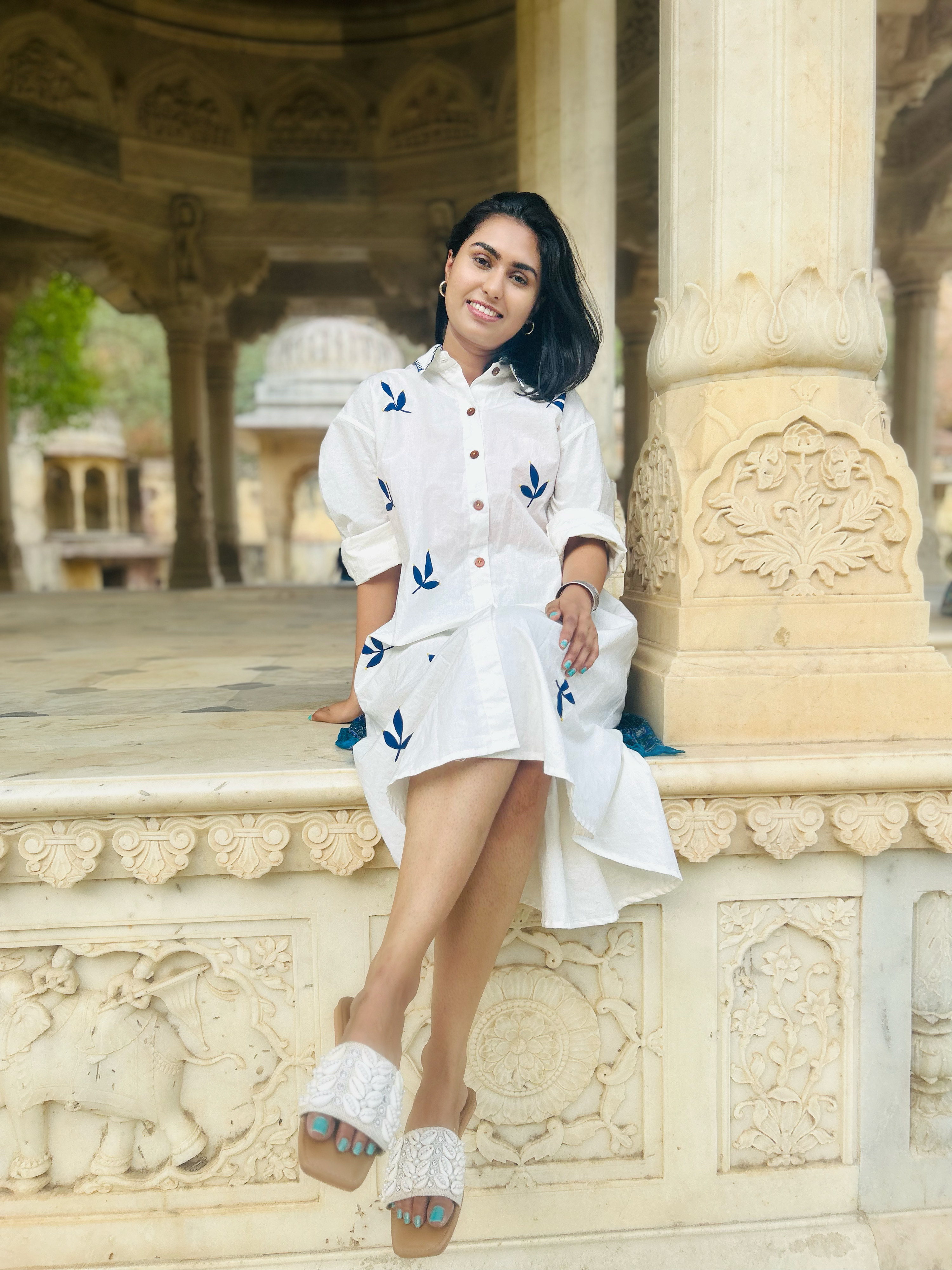 BYASH BASANTI Indigo Leaf Print Fusion Kurta